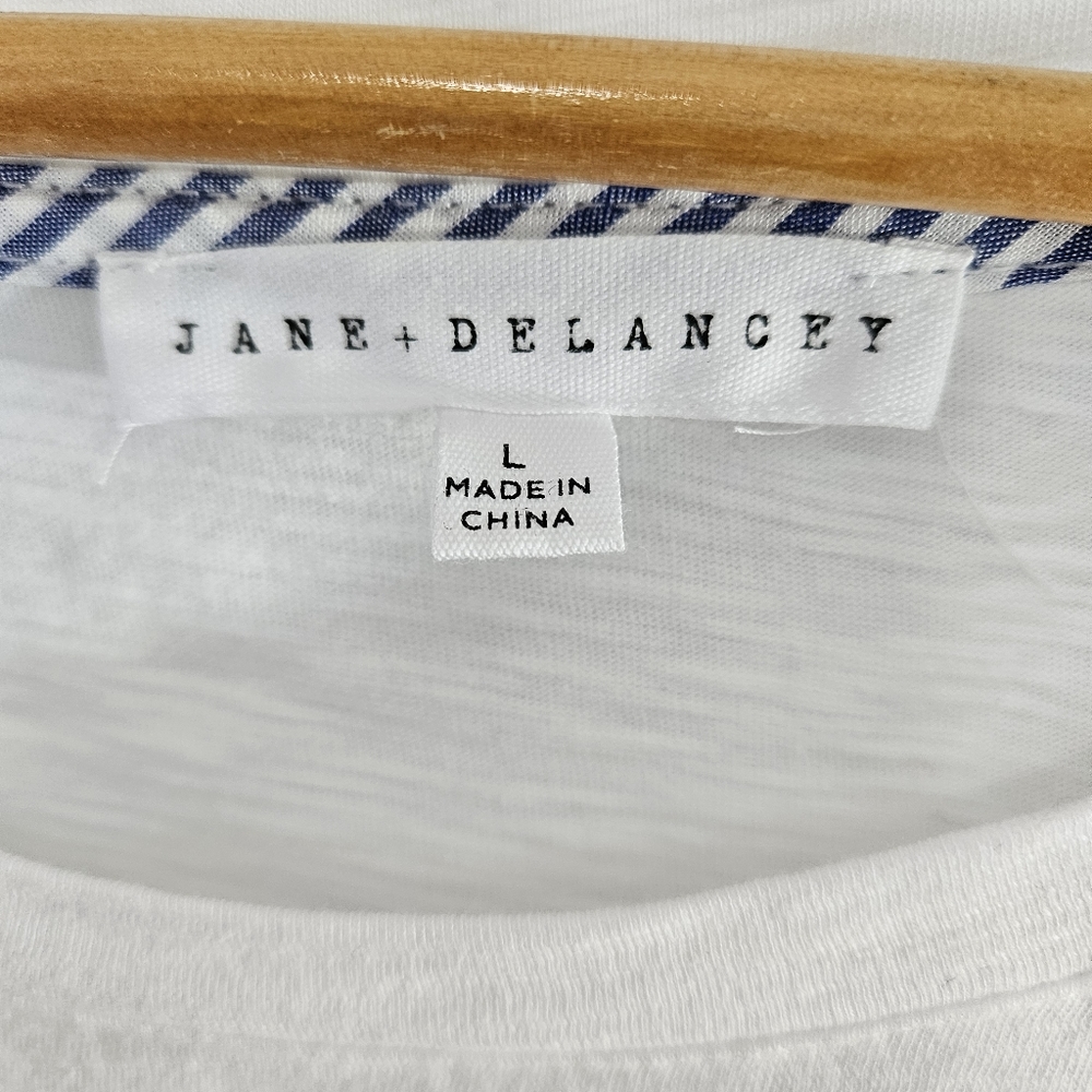 Jane+Delancey Flutter Ruffle Top Short Sleeve Elevater White and Blue - Picture 9 of 11